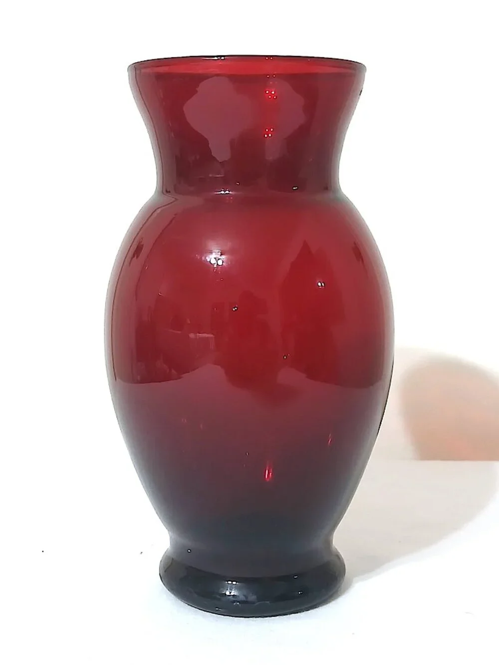 Vintage Hand Blown Ruby Red Art Glass Vase Set Pair Studio Glass 9